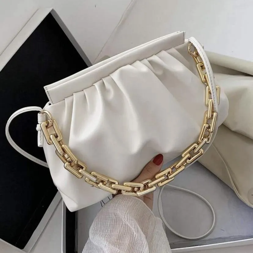 Sienna Gold Chain Bag | white