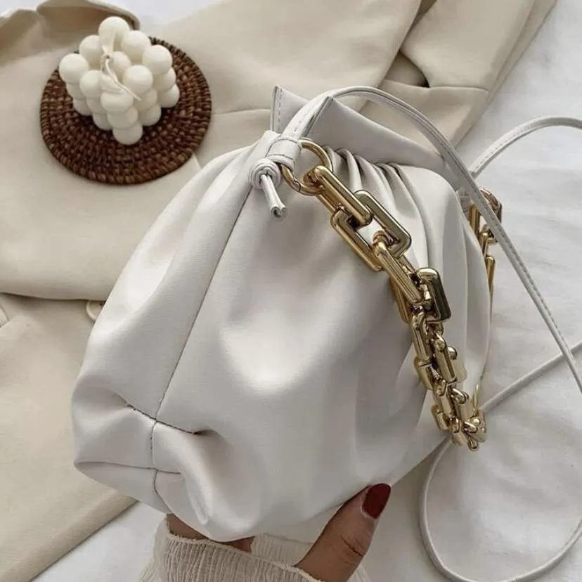 Sienna Gold Chain Bag | white