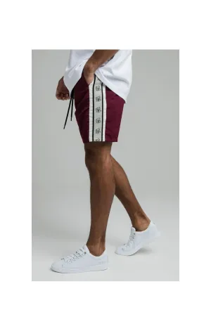 Siksilk Cali Tape Shorts Burgundy