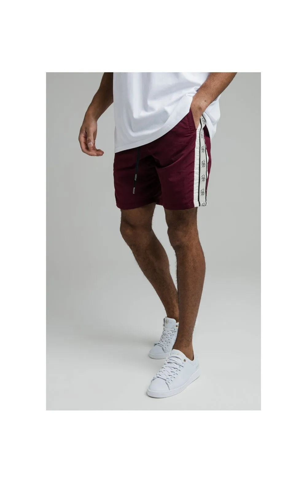 Siksilk Cali Tape Shorts Burgundy