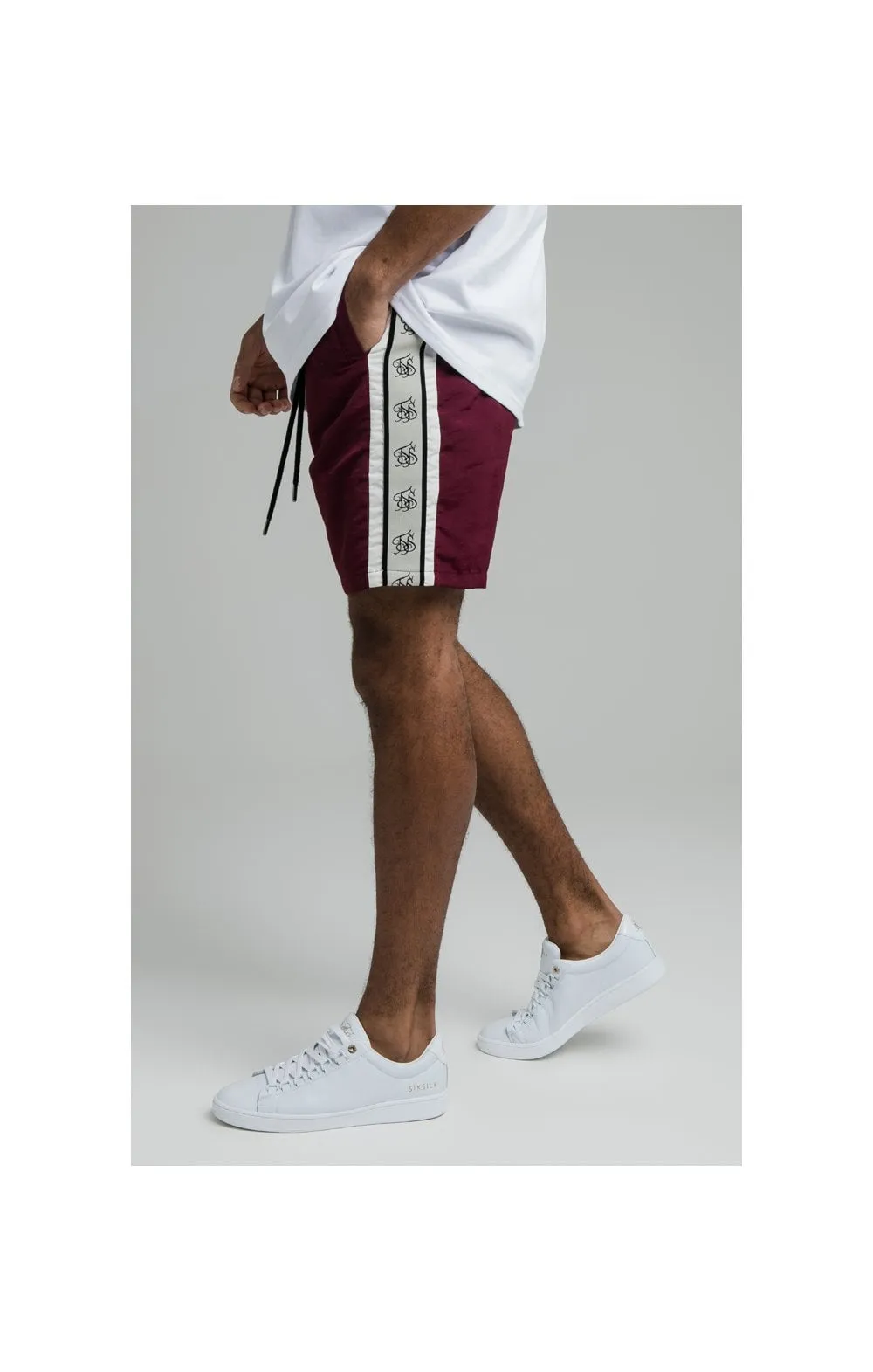 Siksilk Cali Tape Shorts Burgundy