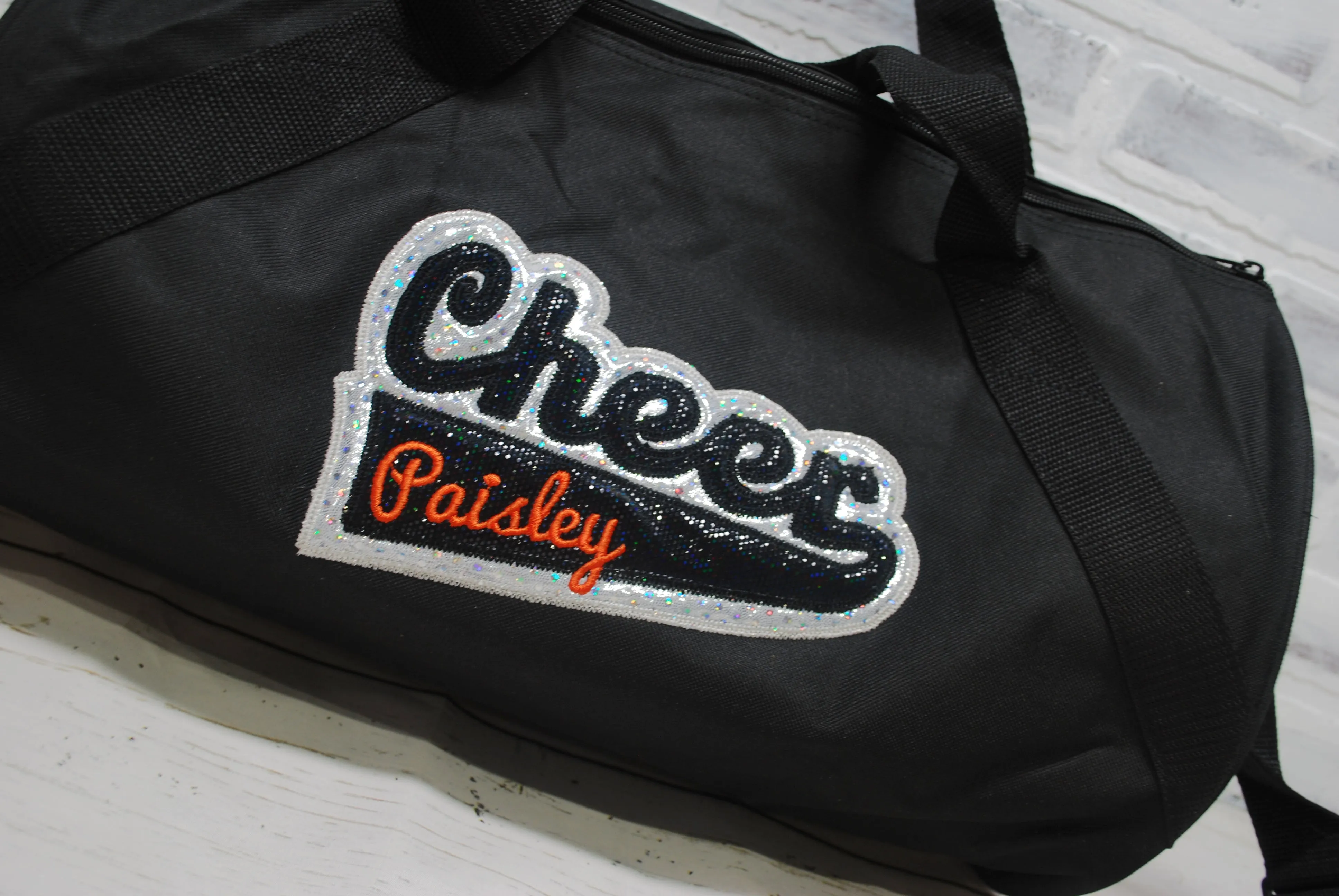Silver and Black Personalized CHEER Tote or Duffle Bag