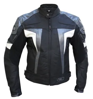 Silver Black White Matt Motorcycle Leather Jacket