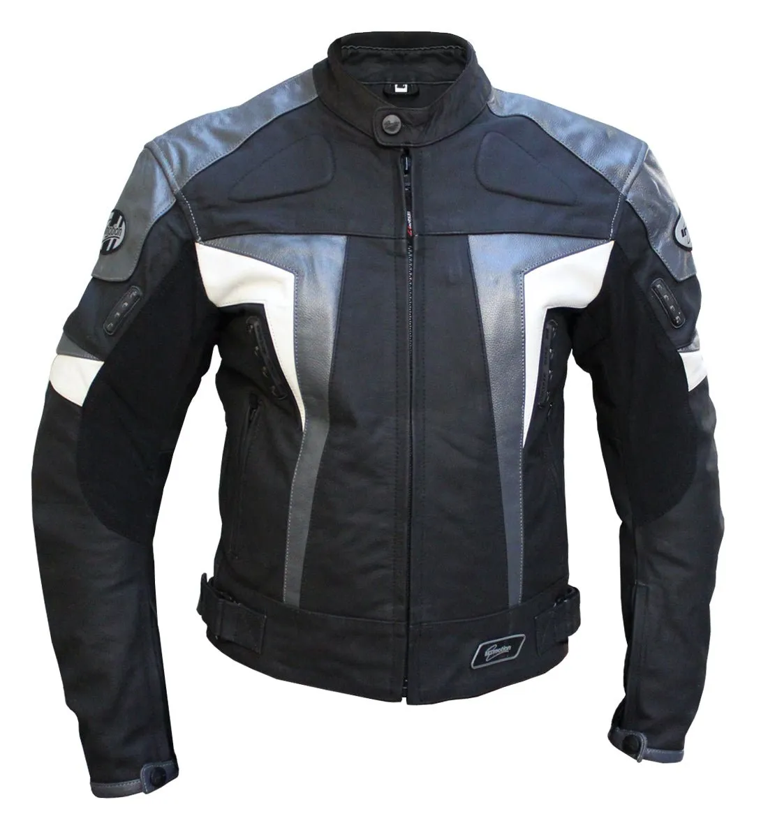Silver Black White Matt Motorcycle Leather Jacket