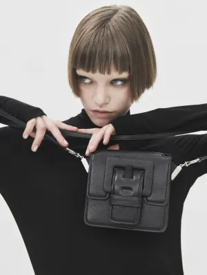 Small black leather Love Me bag