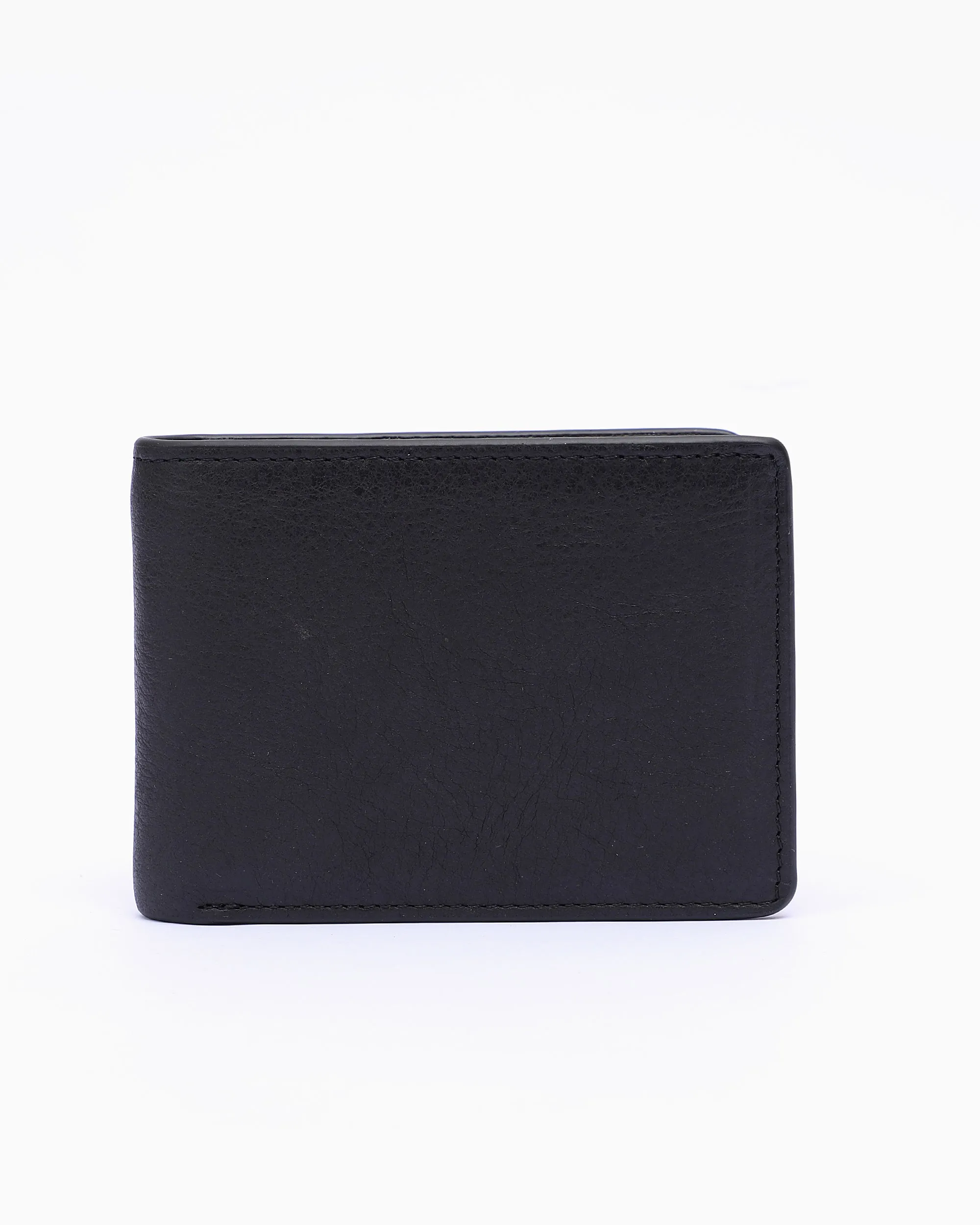 SOLID BLACK LEATHER WALLET