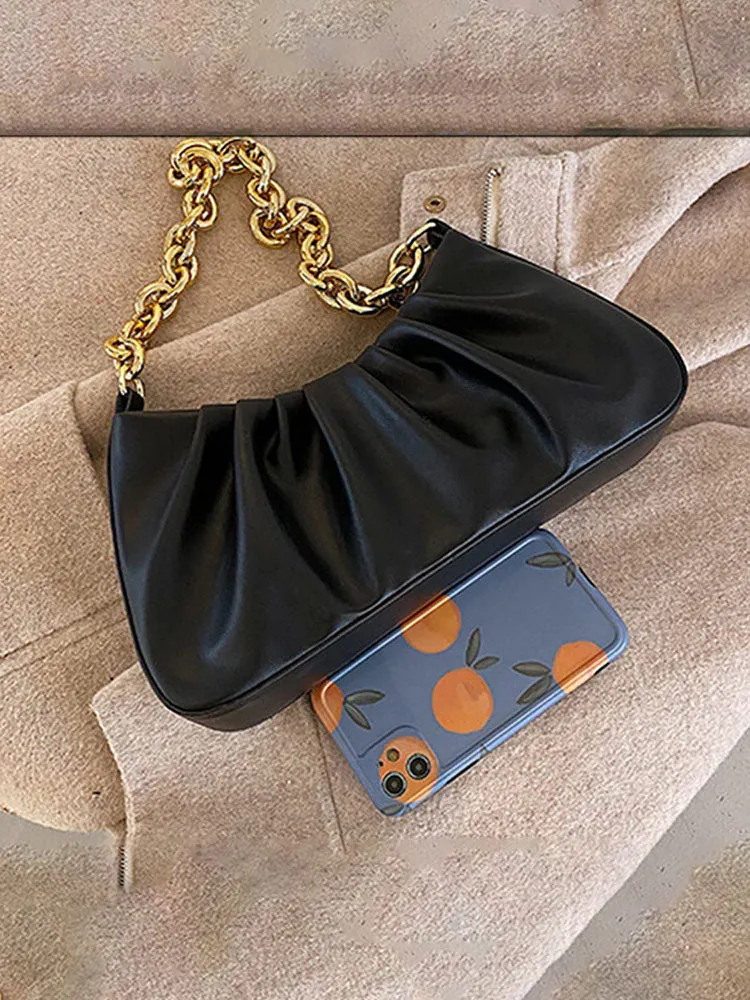 Solid  Hobo Soft Leather Bag