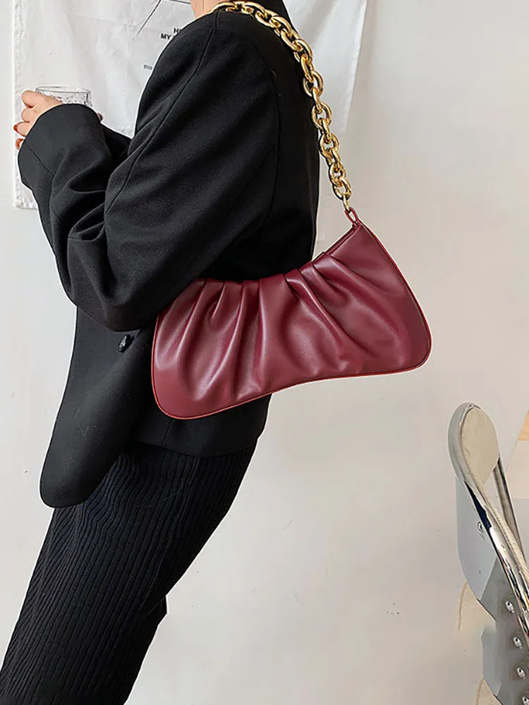 Solid  Hobo Soft Leather Bag