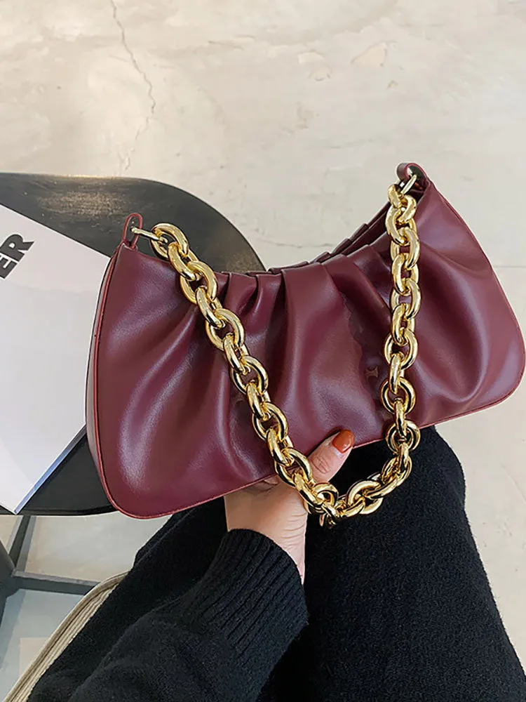Solid  Hobo Soft Leather Bag