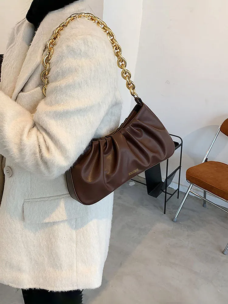 Solid  Hobo Soft Leather Bag