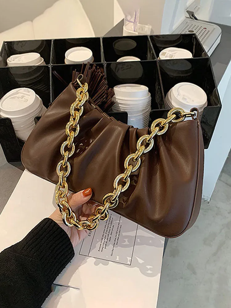 Solid  Hobo Soft Leather Bag