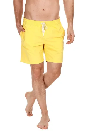 Solid Nylon Swim Shorts With Elastic Waistband