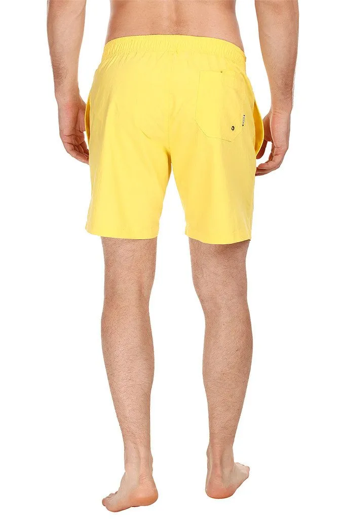 Solid Nylon Swim Shorts With Elastic Waistband