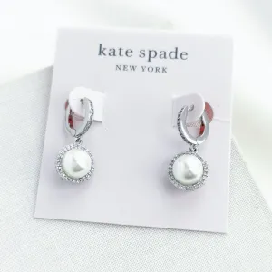 Something Sparkly Spade Huggie Earrings (Cream/Silver)