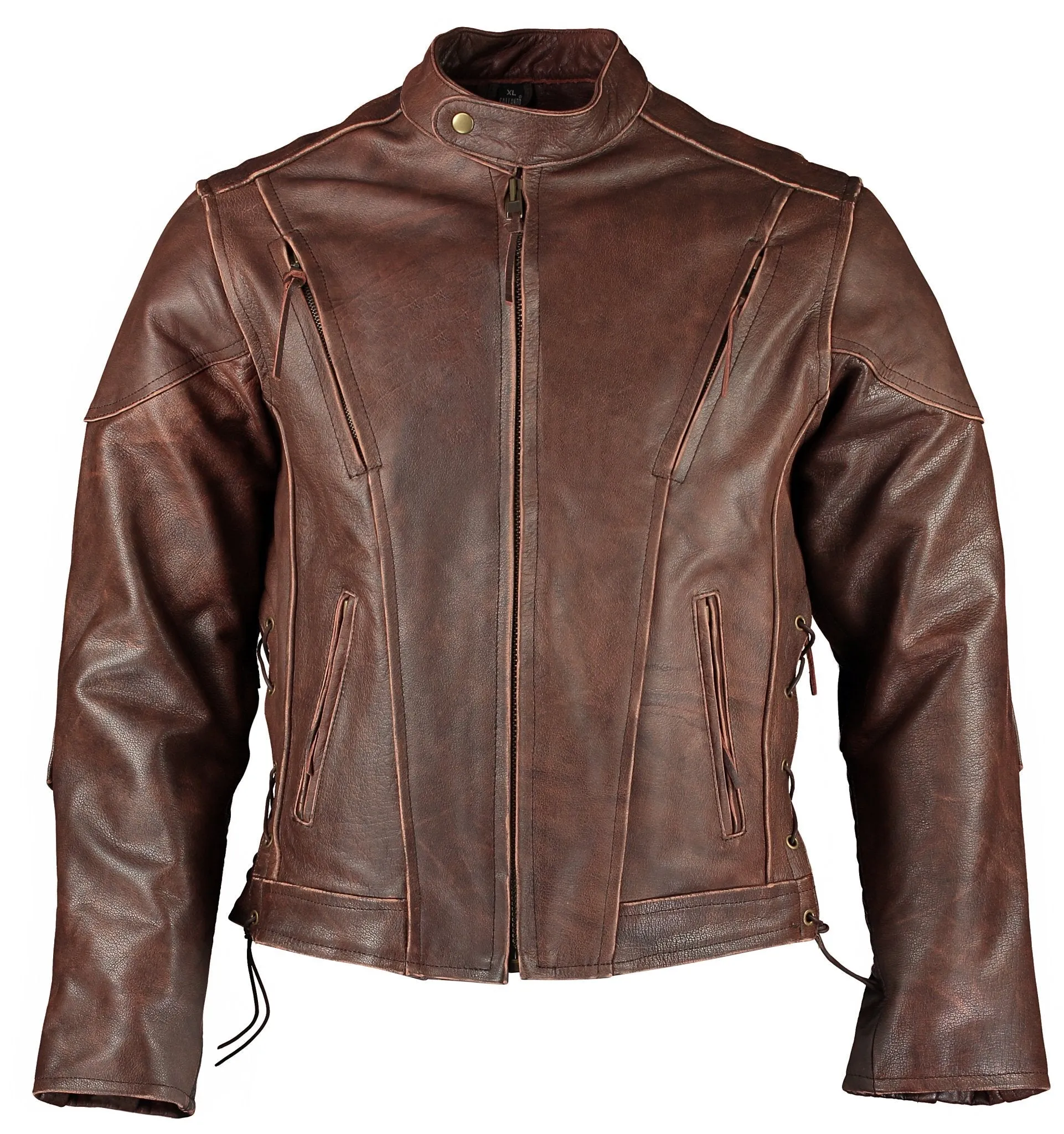 Speedster Retro Brown Cruiser Vented Biker Distressed Leather Jacket Motorcycle
