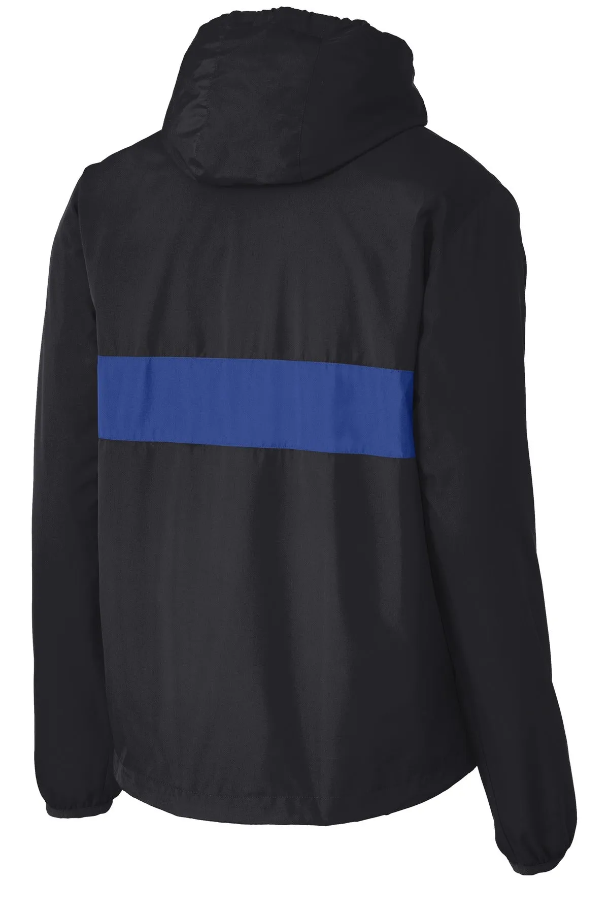 Sport-Tek Zipped Pocket Anorak. JST65 Black/ True Royal