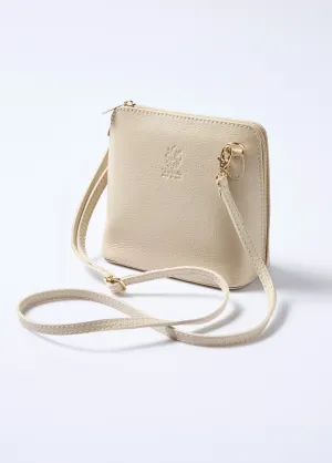 Square leather bag with thin shoulder strap