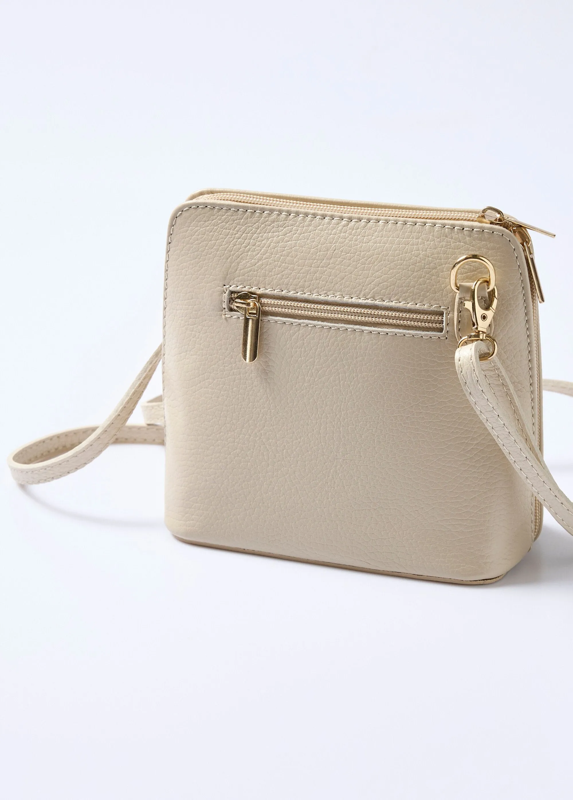Square leather bag with thin shoulder strap