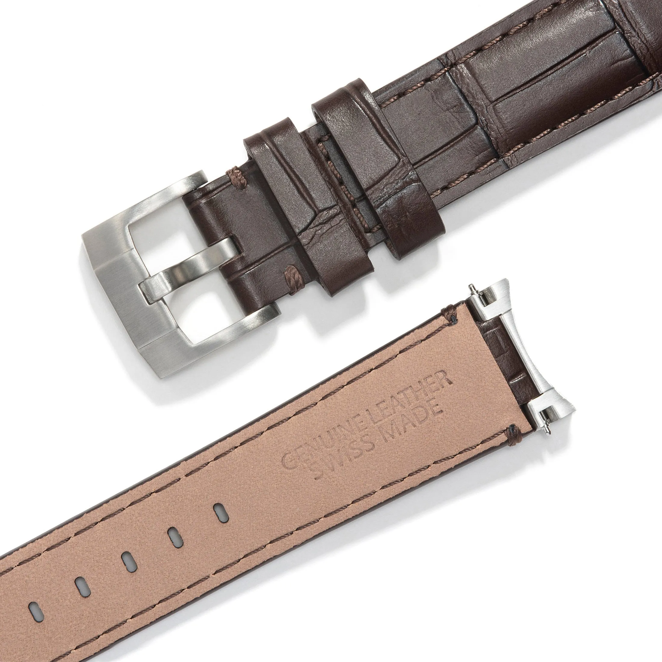 Steel End Link Leather Strap for Rolex GMT Master I & II with Tang Buckle