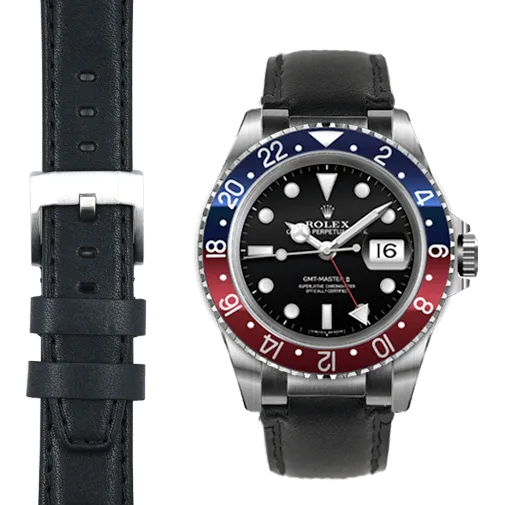 Steel End Link Leather Strap for Rolex GMT Master I & II with Tang Buckle