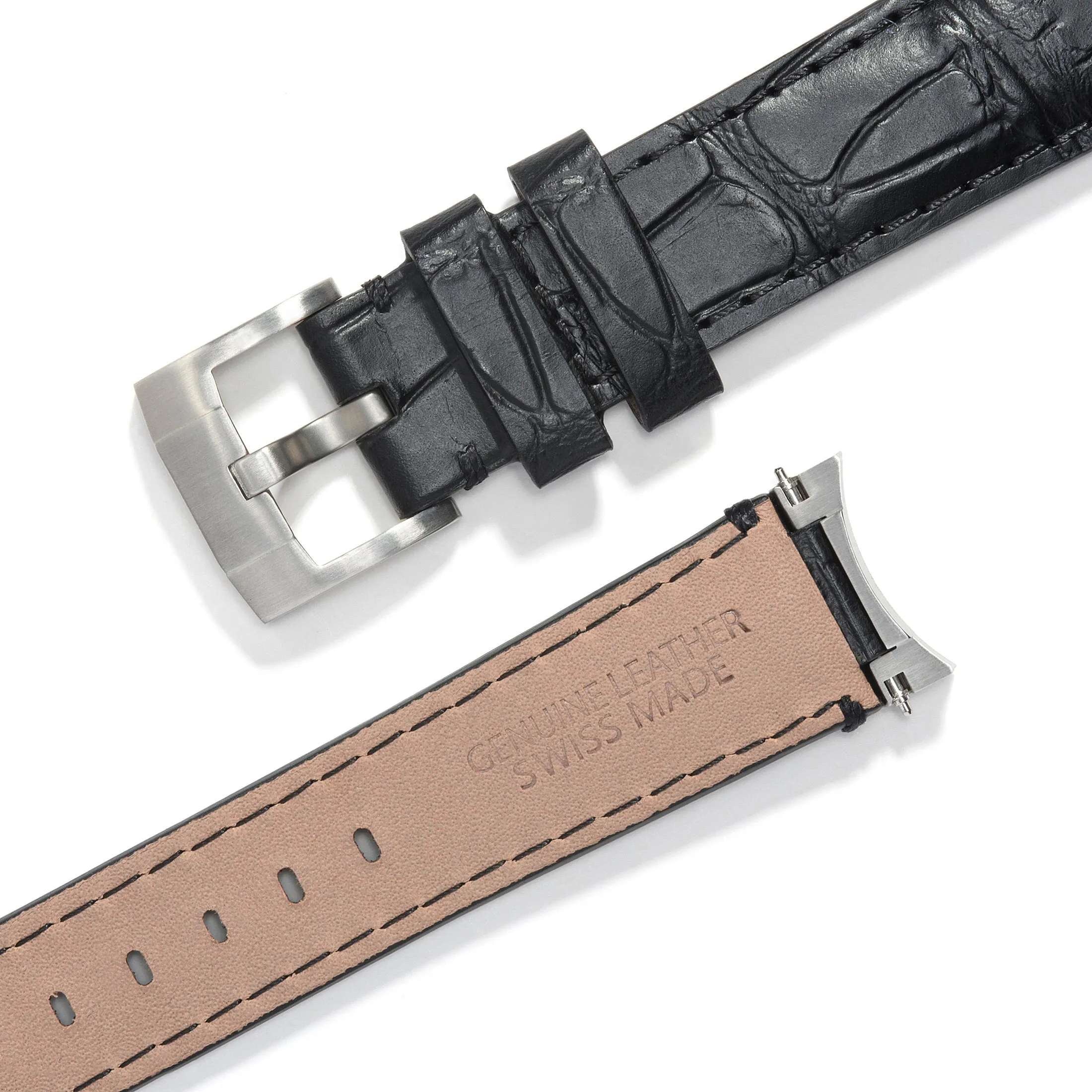 Steel End Link Leather Strap for Rolex GMT Master I & II with Tang Buckle