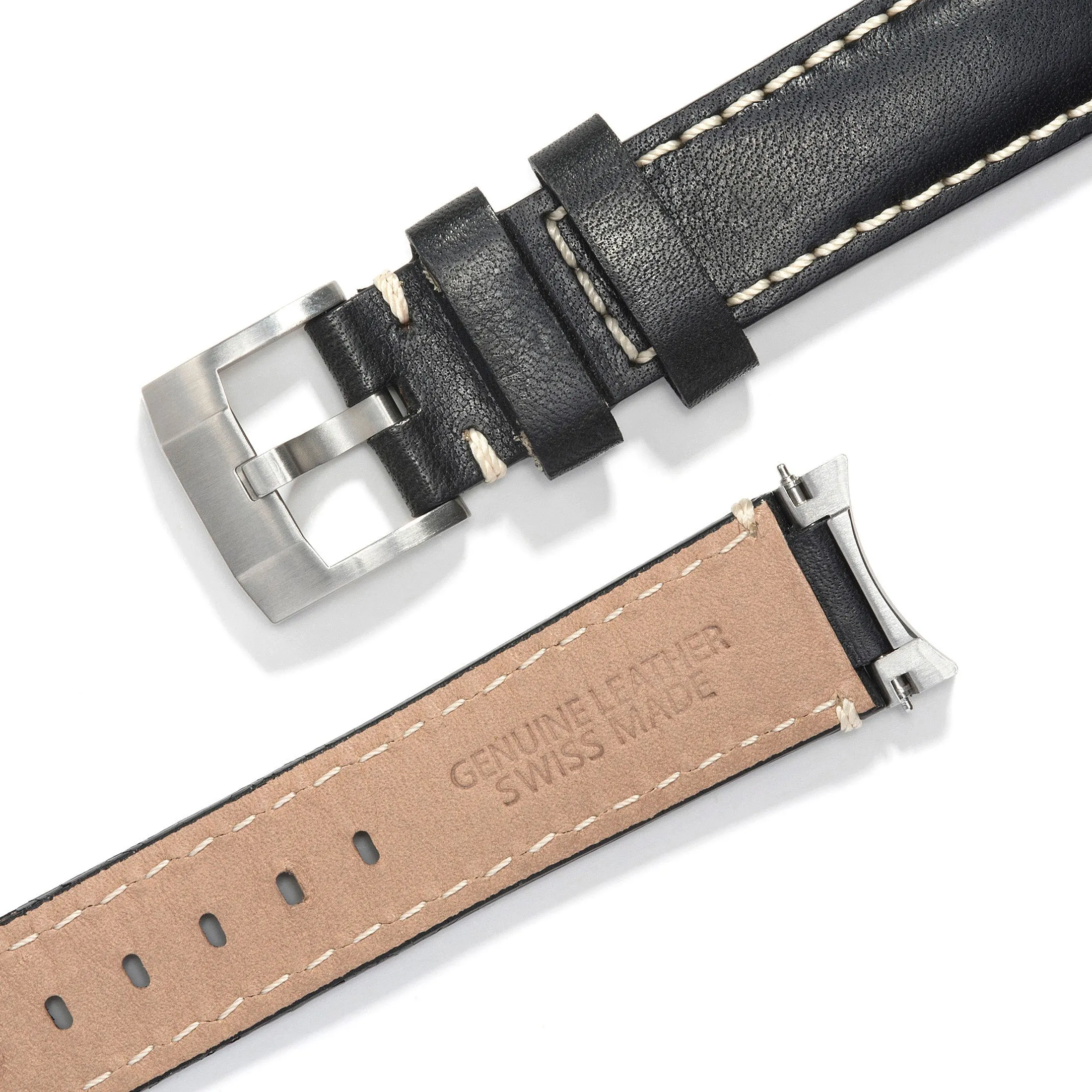 Steel End Link Leather Strap for Rolex GMT Master I & II with Tang Buckle