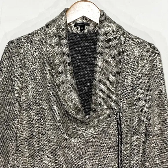 STELLA &amp; DOT Women’s Rebel Gold Shimmer Knit Moto Jacket Zip Front Size XS