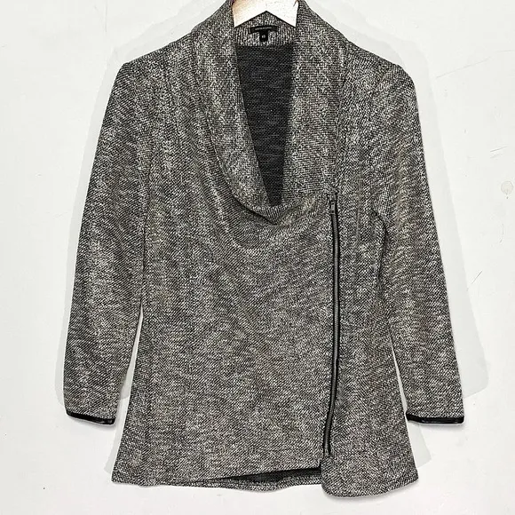 STELLA &amp; DOT Women’s Rebel Gold Shimmer Knit Moto Jacket Zip Front Size XS