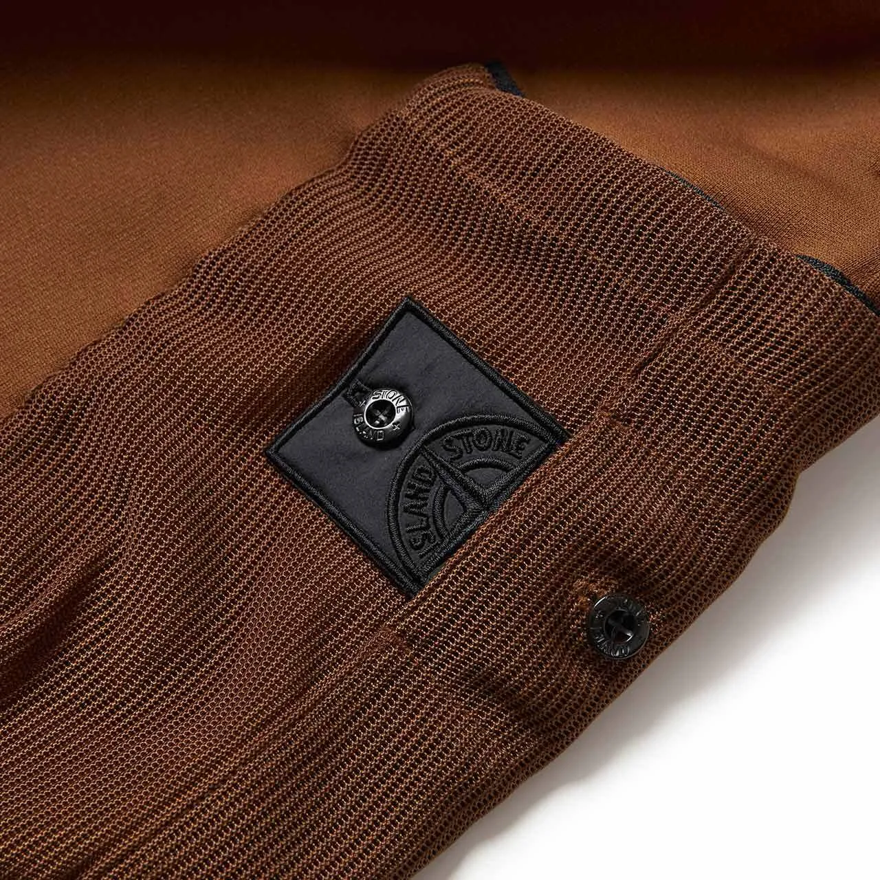 stone island shadow project mesh pocket shorts (rust brown)