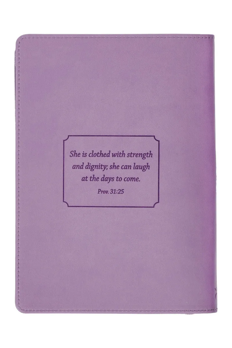 Strength & Dignity Hummingbird Purple Faux Leather Zippered Journal
