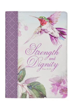 Strength & Dignity Hummingbird Purple Faux Leather Zippered Journal
