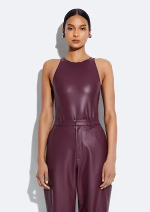 Stretch Faux Leather Bodysuit