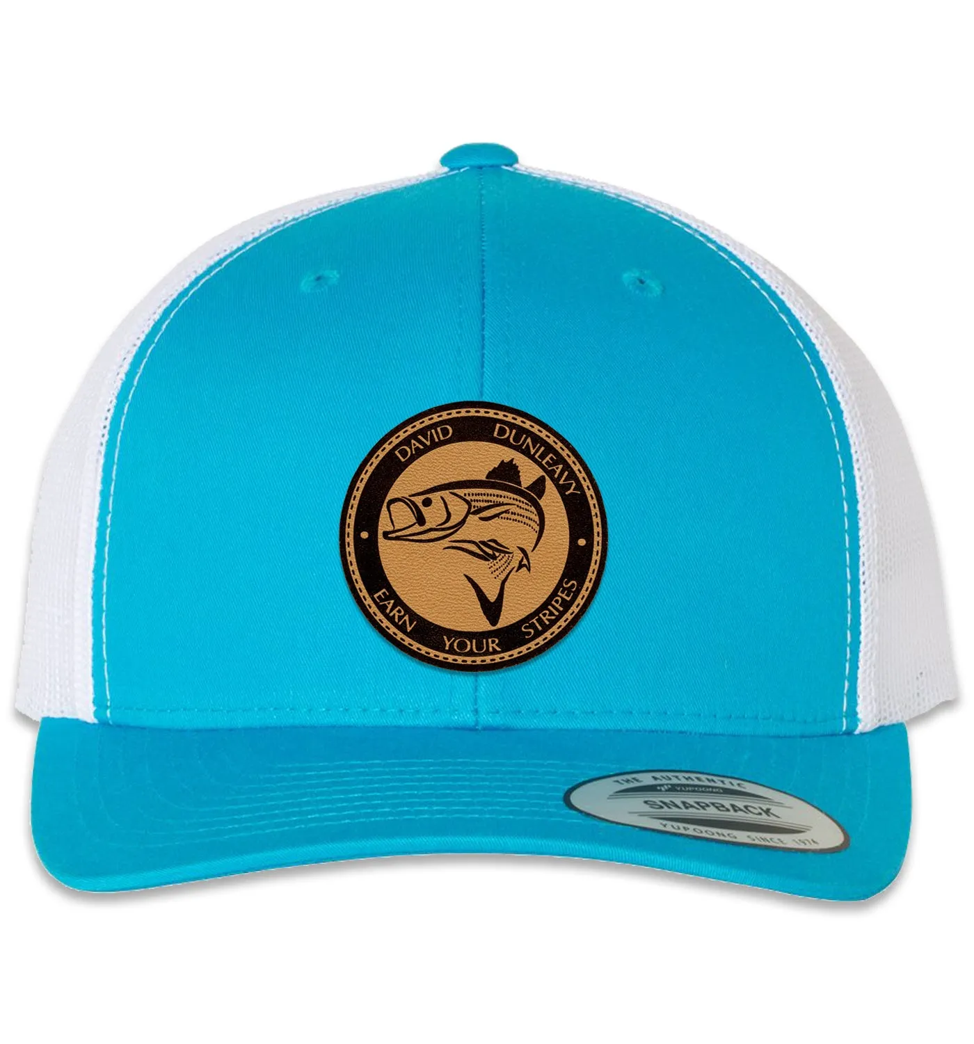 Striper Deco 6 Panel Trucker Snap Back Turquoise White Hat