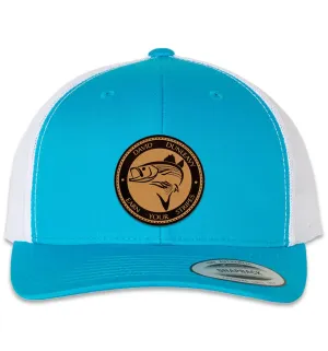 Striper Deco 6 Panel Trucker Snap Back Turquoise White Hat