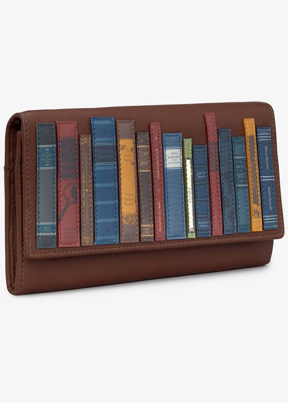 Succubus Bags Books Bookworm Library Flap Over Leather Wallet Brown