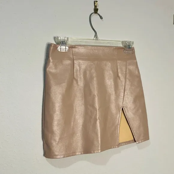Superdown x REVOLVE Trinity Faux Leather Tan Mini Skirt with Slit
