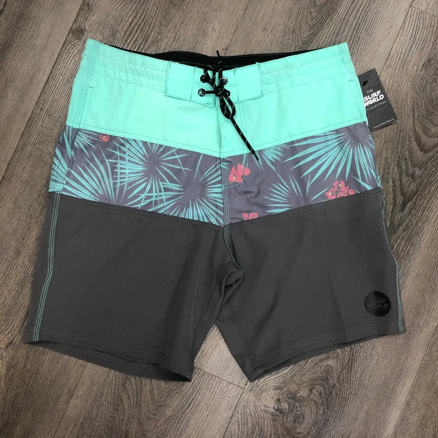 Surf World Sawgrass Boardshorts -  The Surf World Collection - Teal Grey