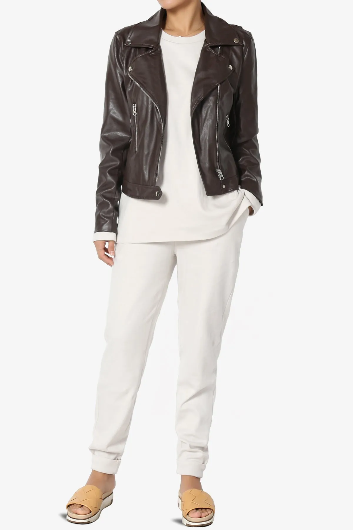 Tahani Faux Leather Biker Jacket