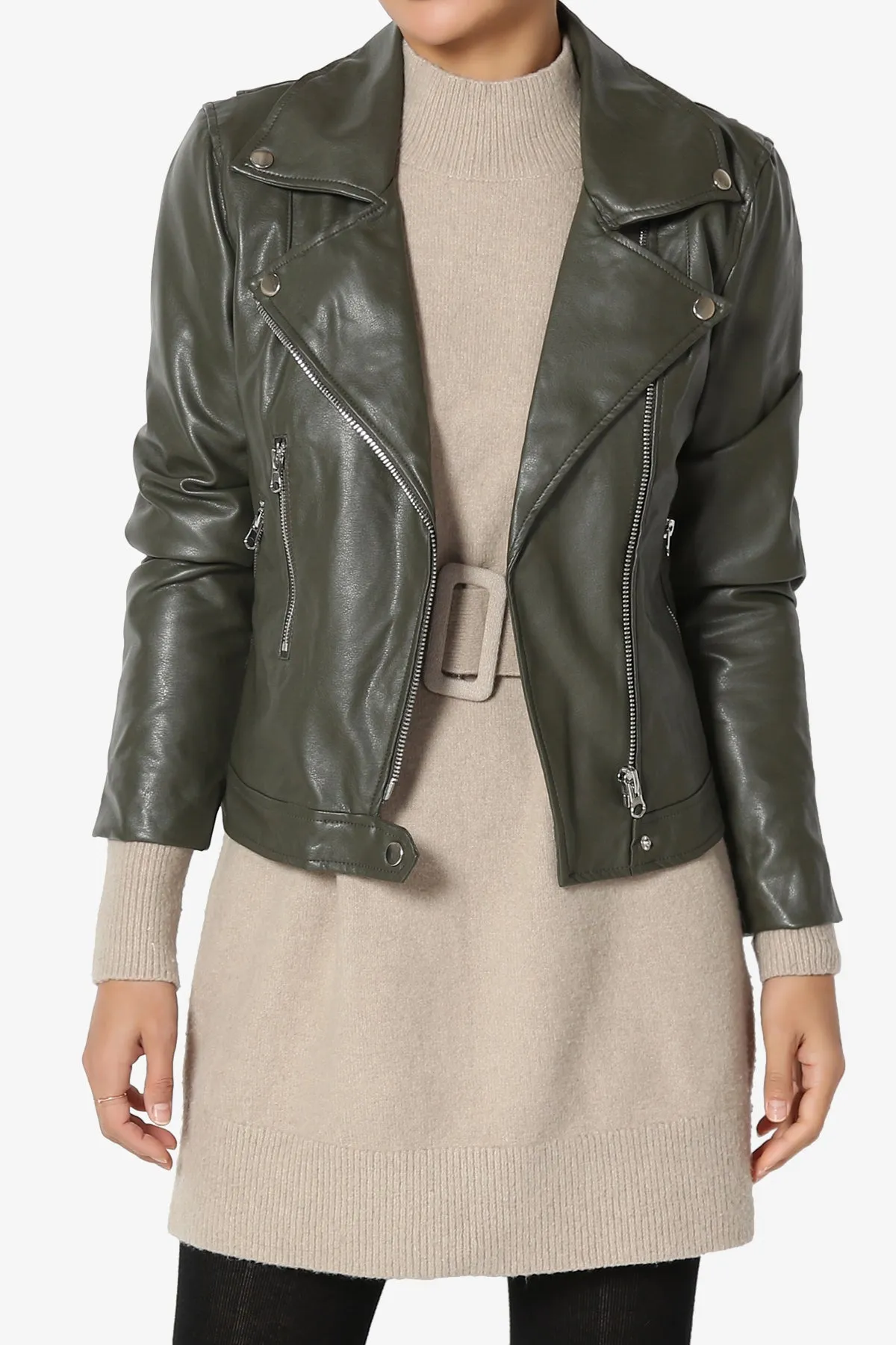 Tahani Faux Leather Biker Jacket