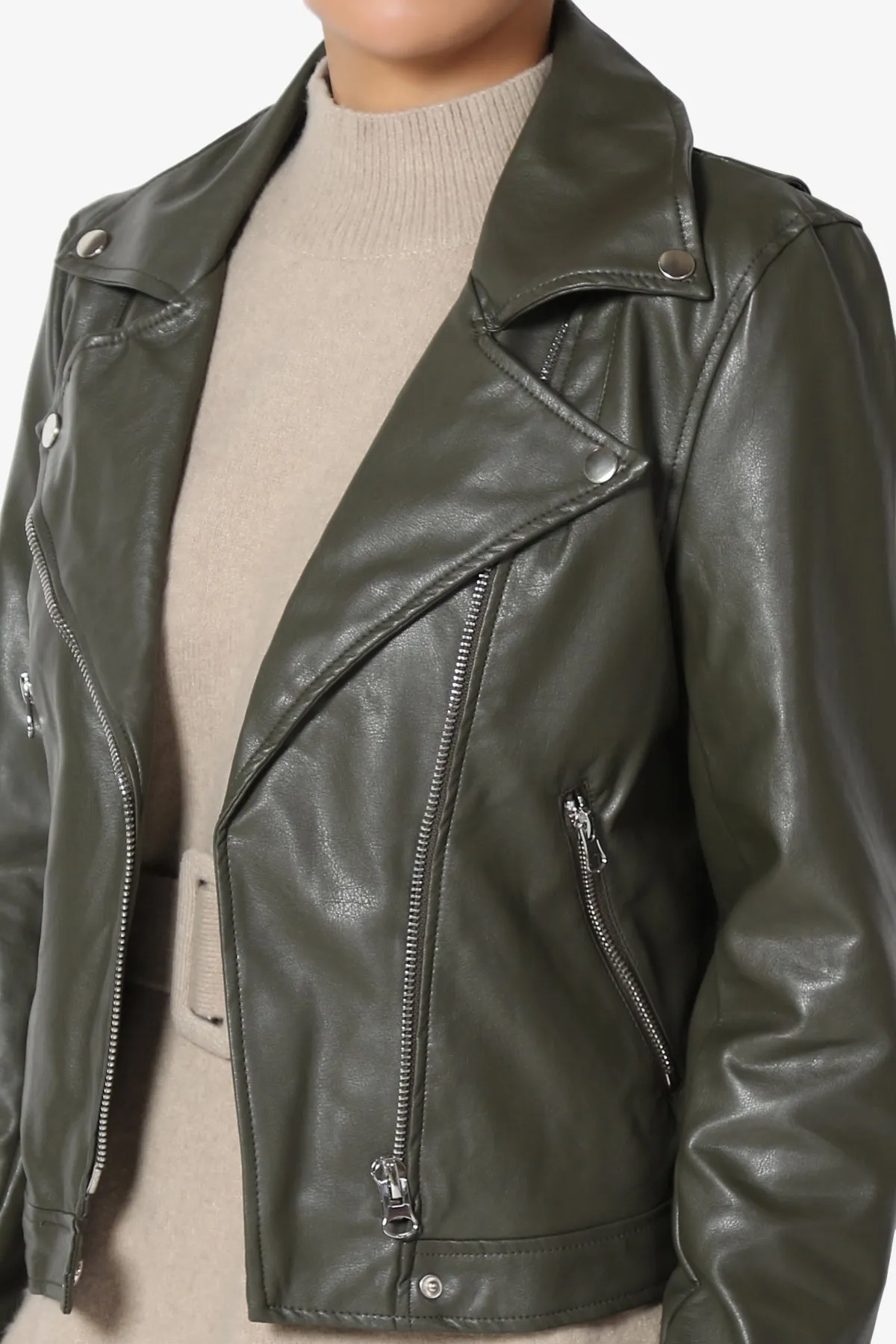 Tahani Faux Leather Biker Jacket