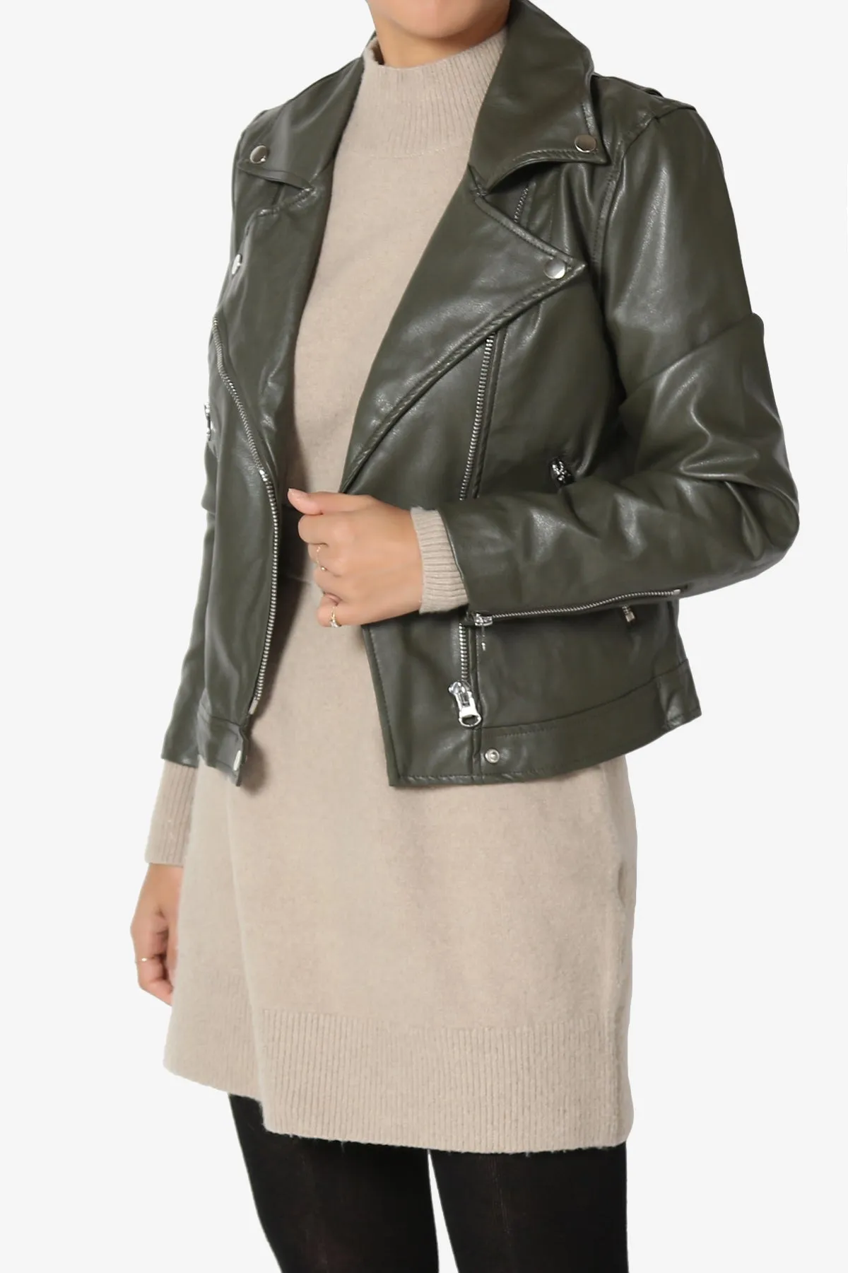 Tahani Faux Leather Biker Jacket
