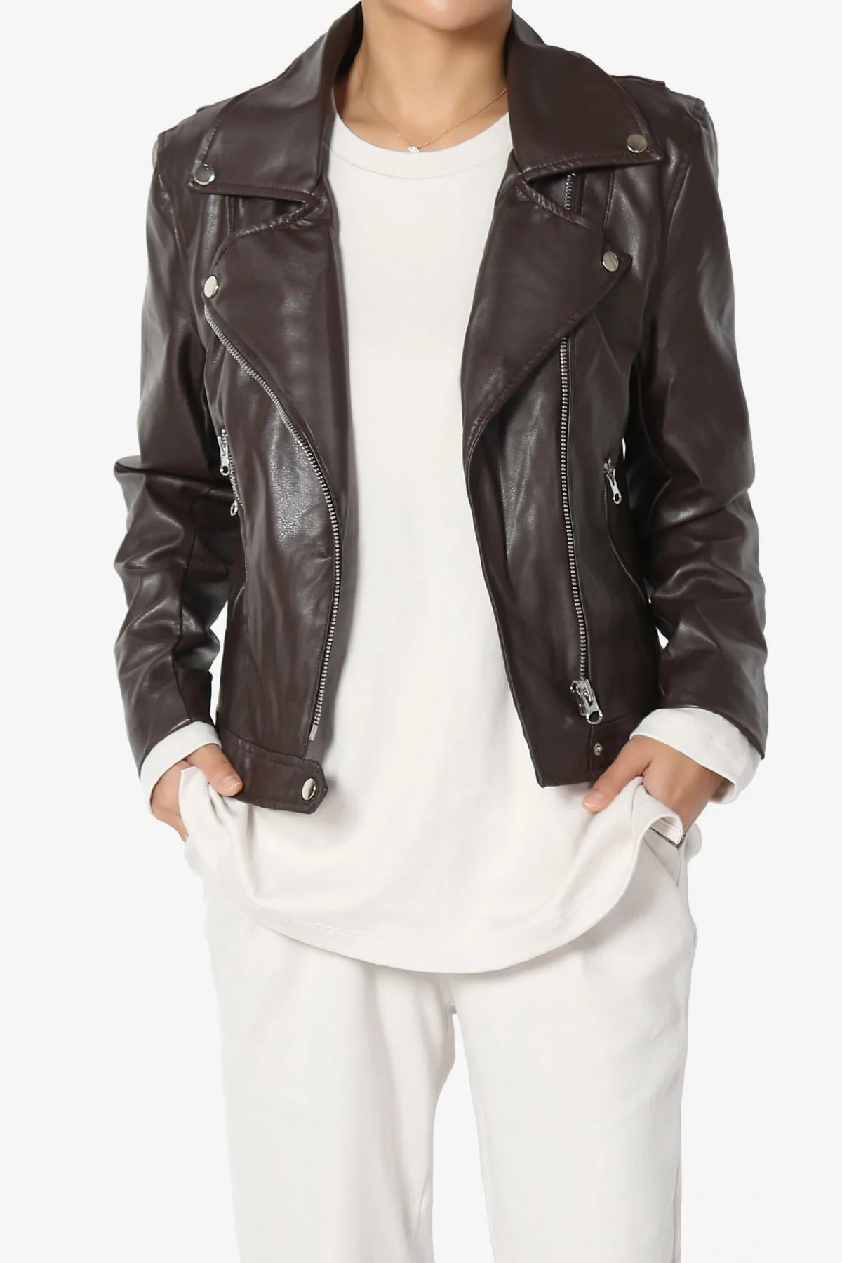 Tahani Faux Leather Biker Jacket