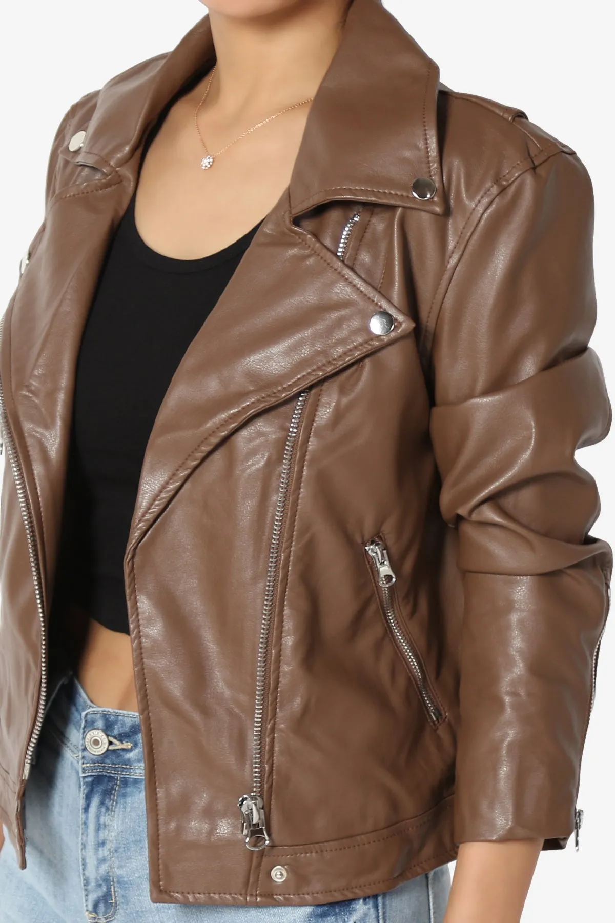 Tahani Faux Leather Biker Jacket