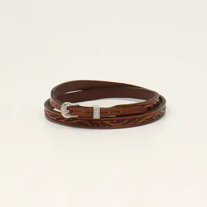 TAN FLORAL TOOLED HATBAND