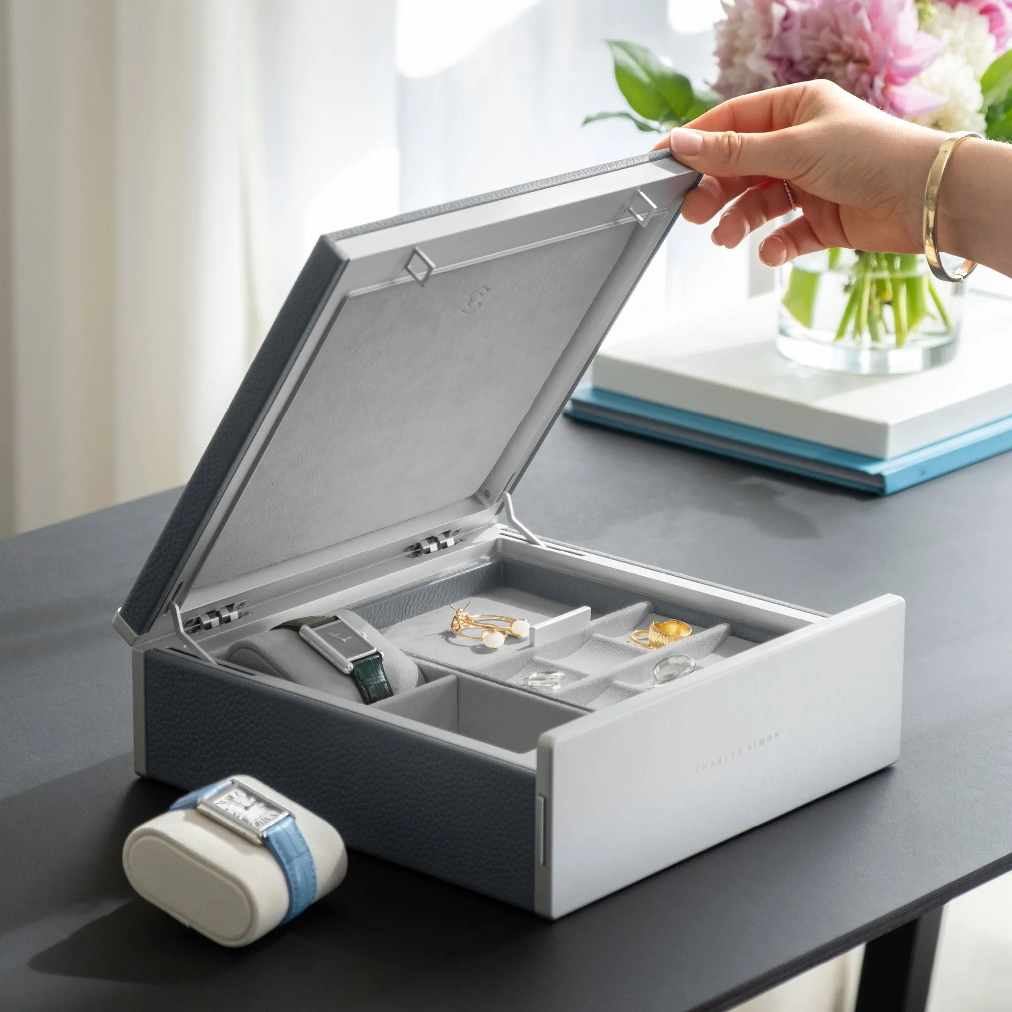 TAYLOR 2 WATCH AND JEWELRY BOX - CLOUD GREY / GREY