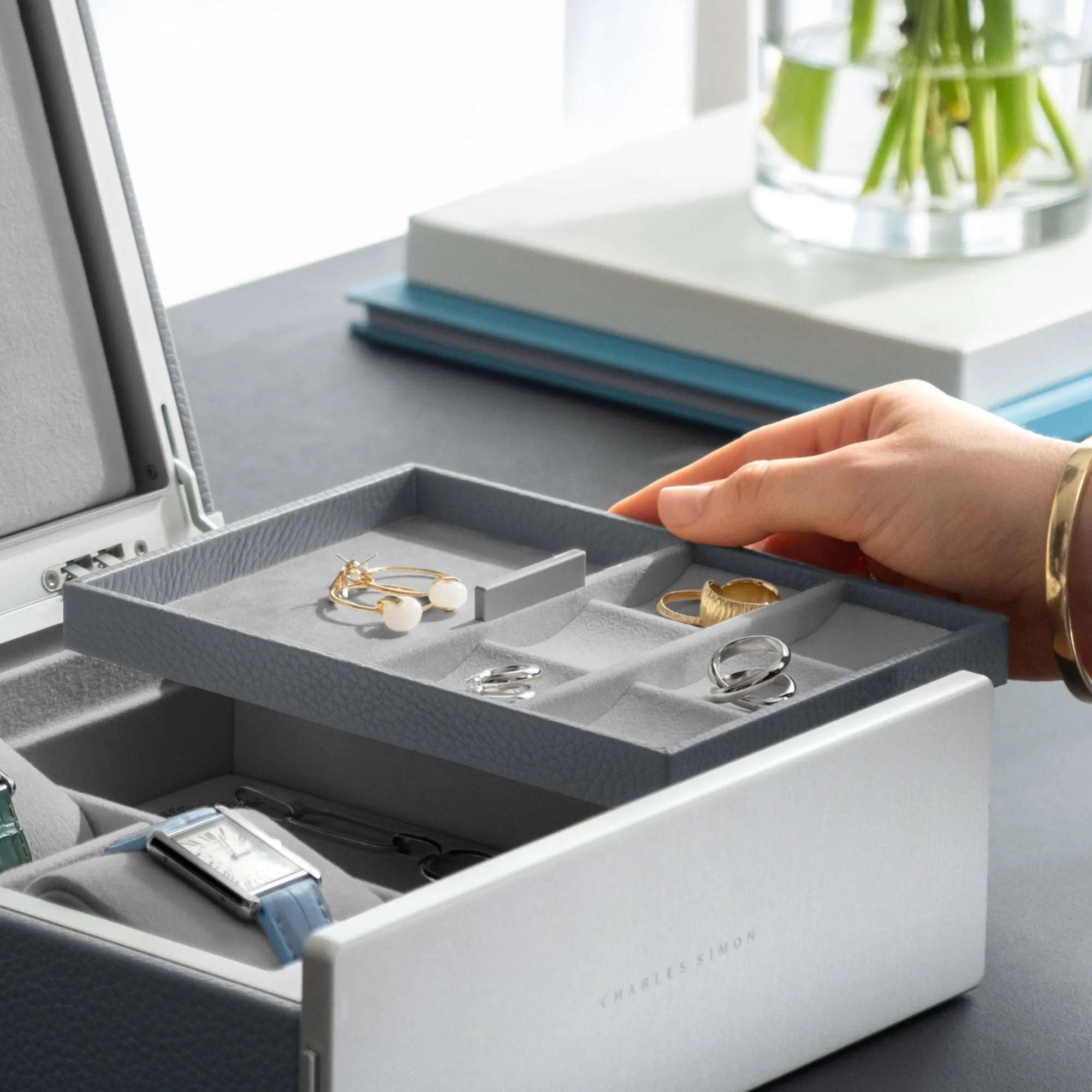 TAYLOR 2 WATCH AND JEWELRY BOX - CLOUD GREY / GREY