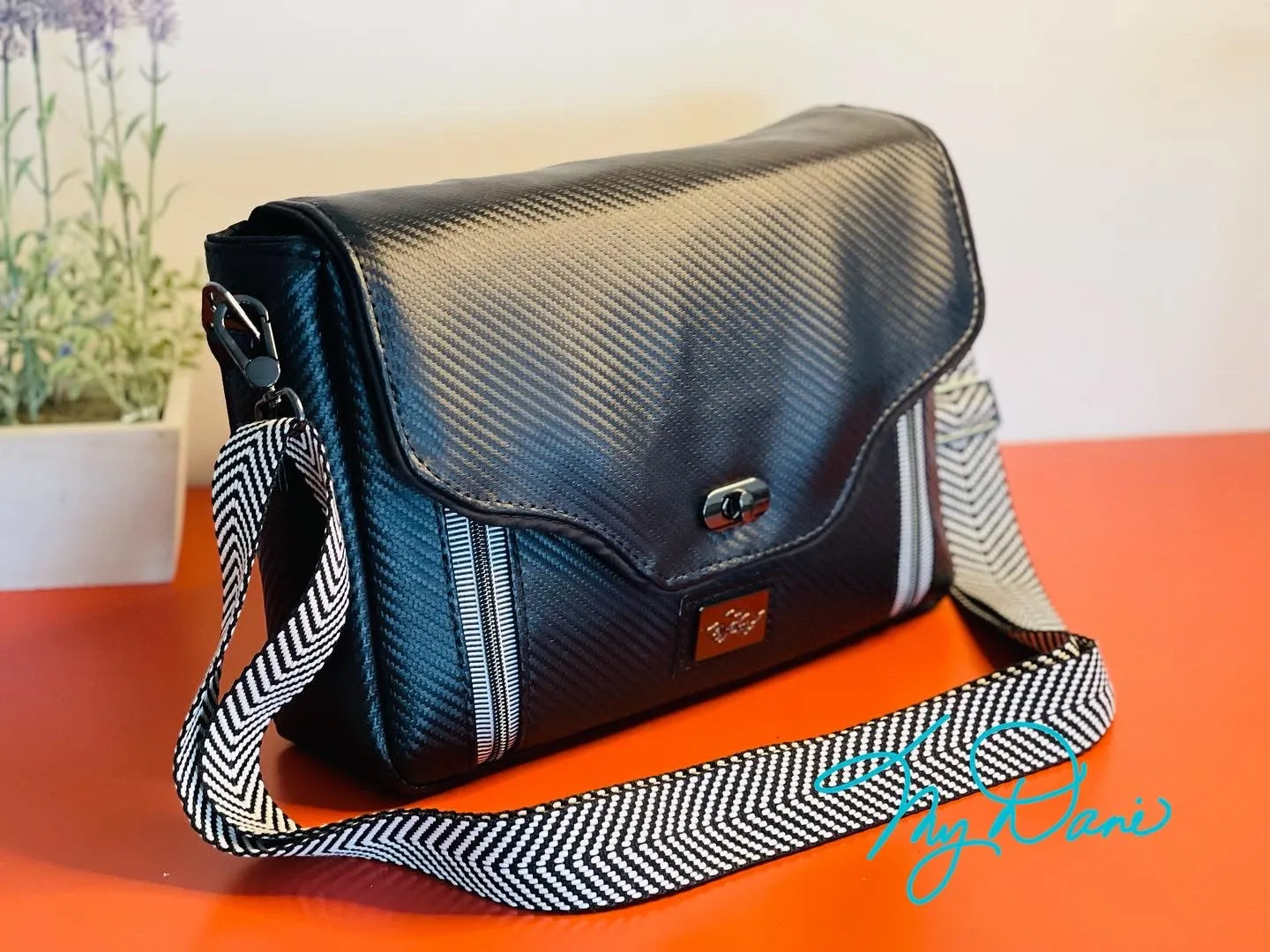 The Dani CC Convertble Crossbody Bag In Black Textured Marine Vinyl