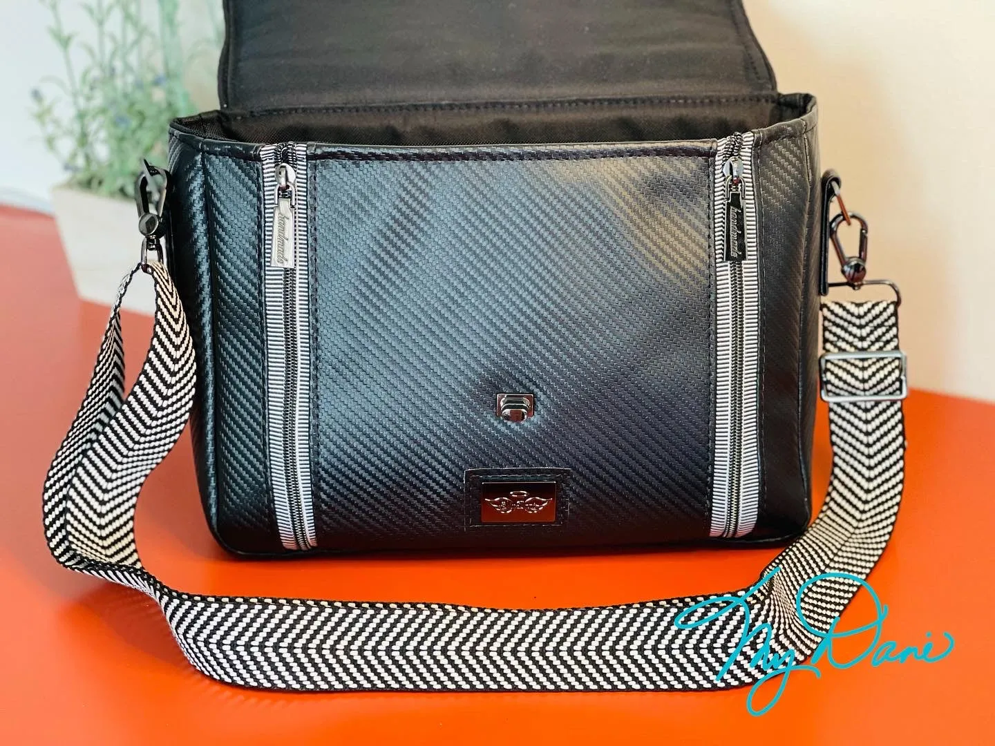 The Dani CC Convertble Crossbody Bag In Black Textured Marine Vinyl
