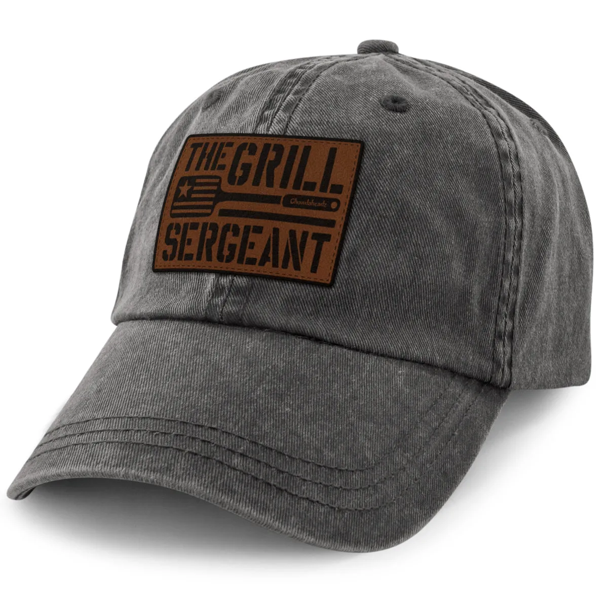 The Grill Sergeant Leather Patch Washed Dad Hat
