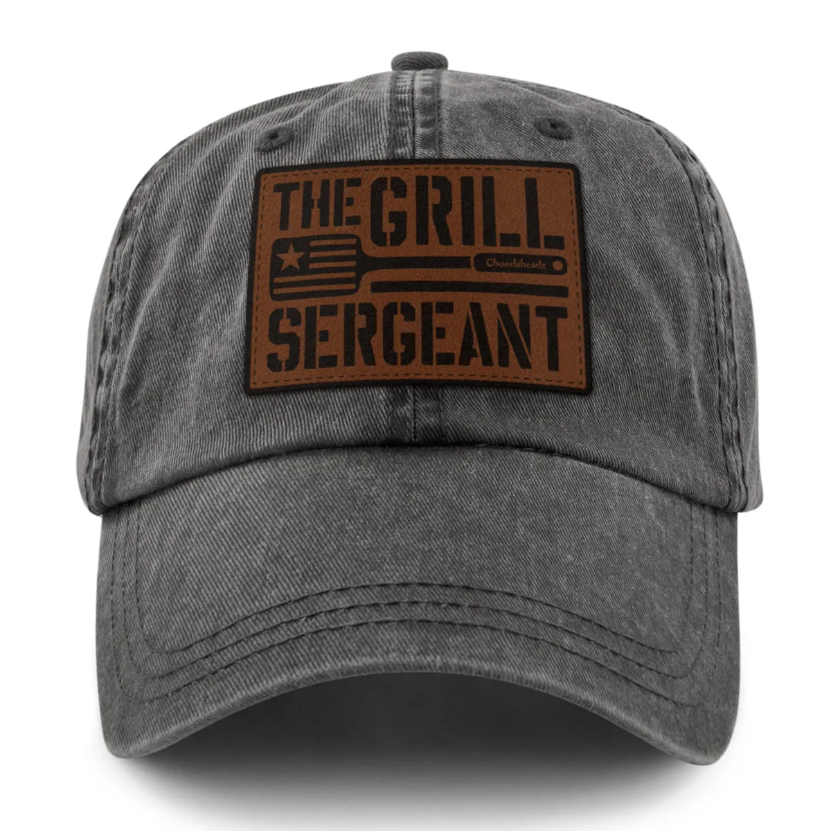 The Grill Sergeant Leather Patch Washed Dad Hat
